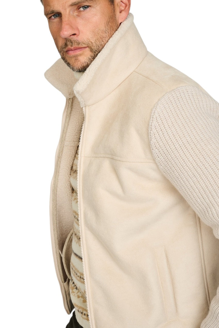 Gran Sasso Men leren vest heren beige 13196 58005 010