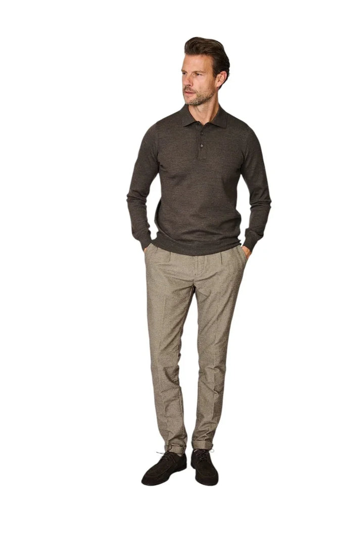 Gran Sasso Men polo shirt lange mouwen heren bruin 55112/14290 186