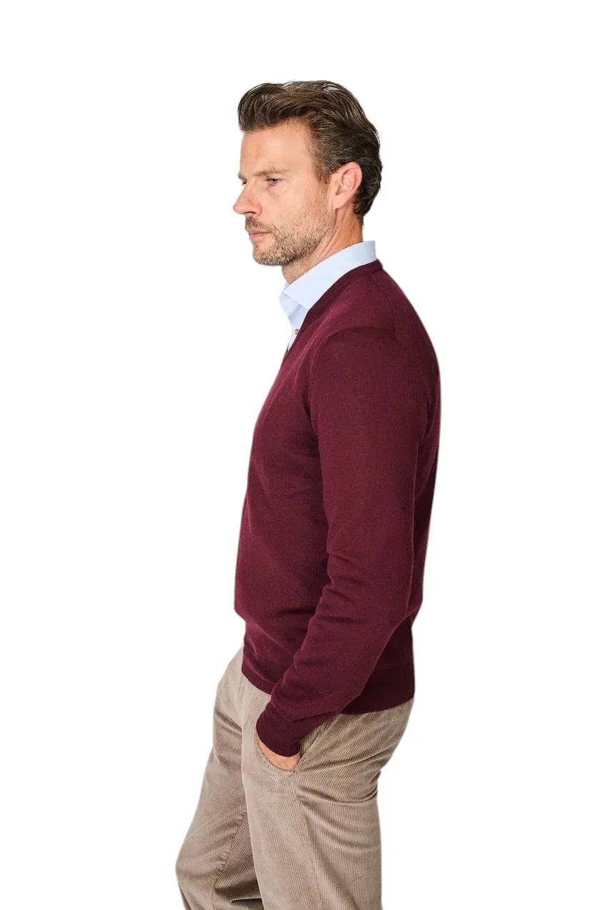 Gran Sasso Men pull trui v-hals heren bordeaux 55115/14290 291