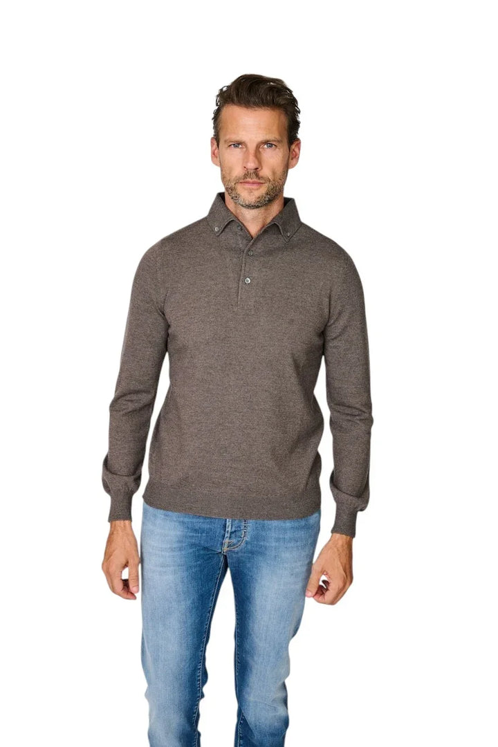 Gran Sasso Men polo shirt lange mouwen heren bruin 57163/14293 046
