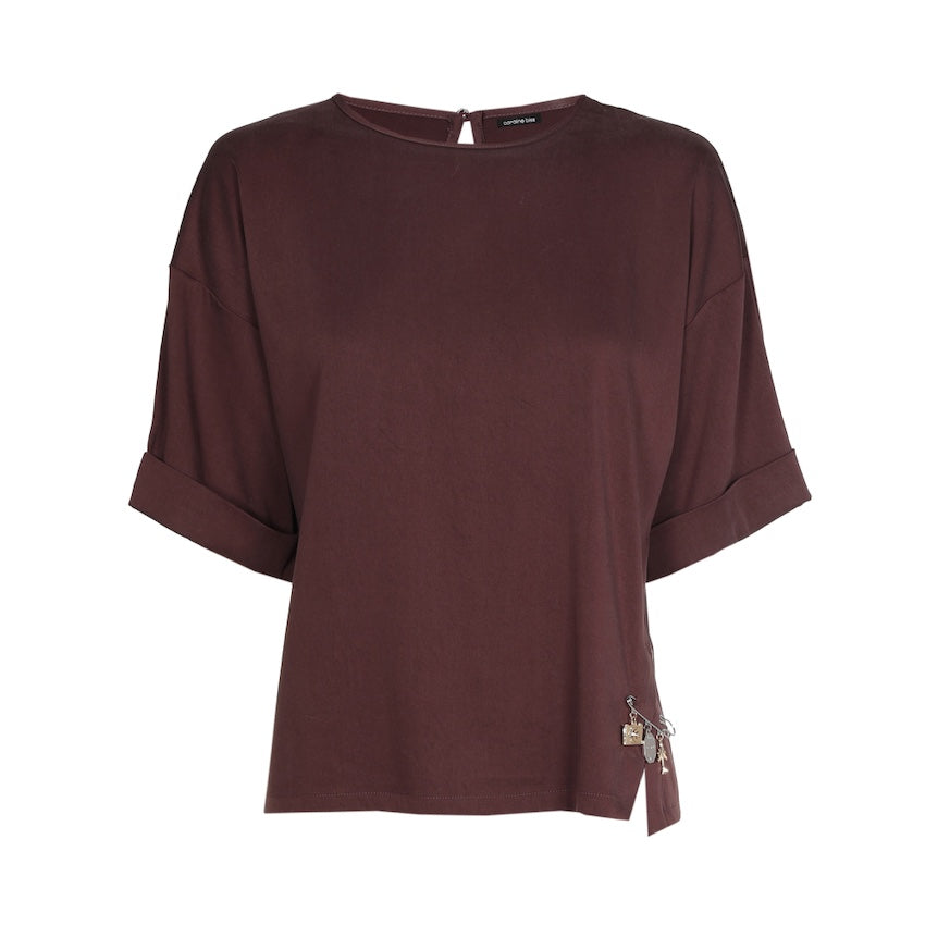 Caroline Biss blusa donna bordeaux, vista frontale del prodotto