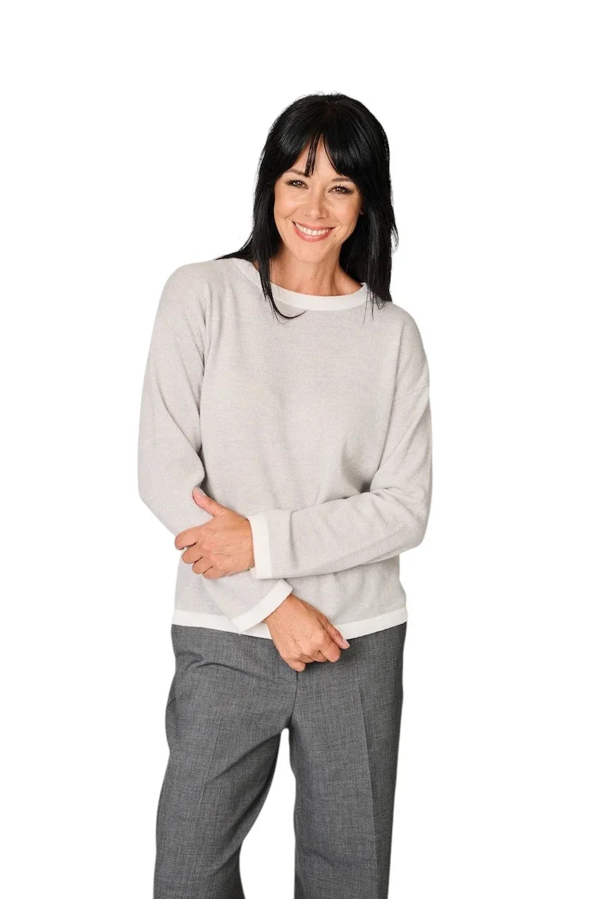Anneclaire pull trui ronde hals dames grijs D1842 857 265