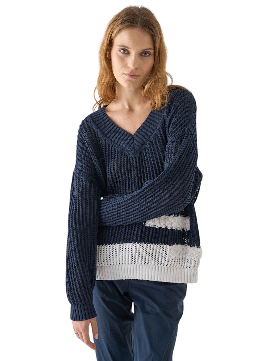 Anneclaire pull trui v-hals dames donker blauw D1111 1611 433