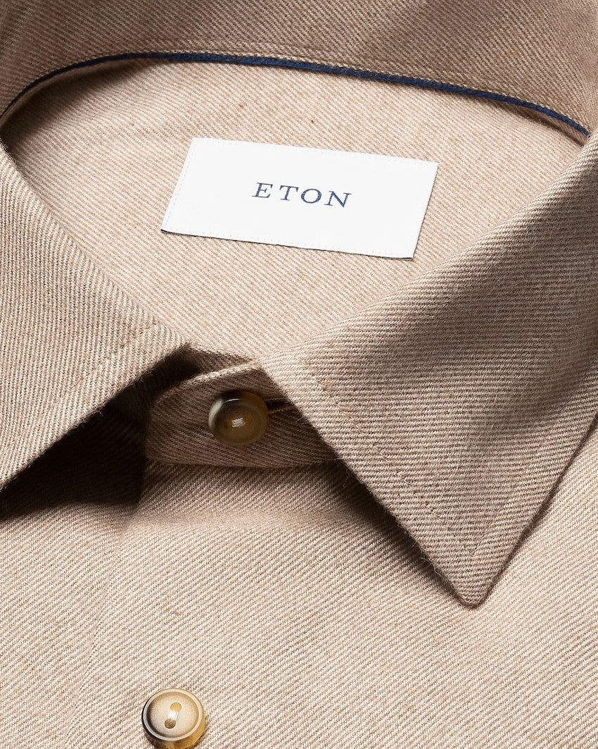 Eton hemd lange mouwen heren licht bruin CASUAL FIT 100014457 32