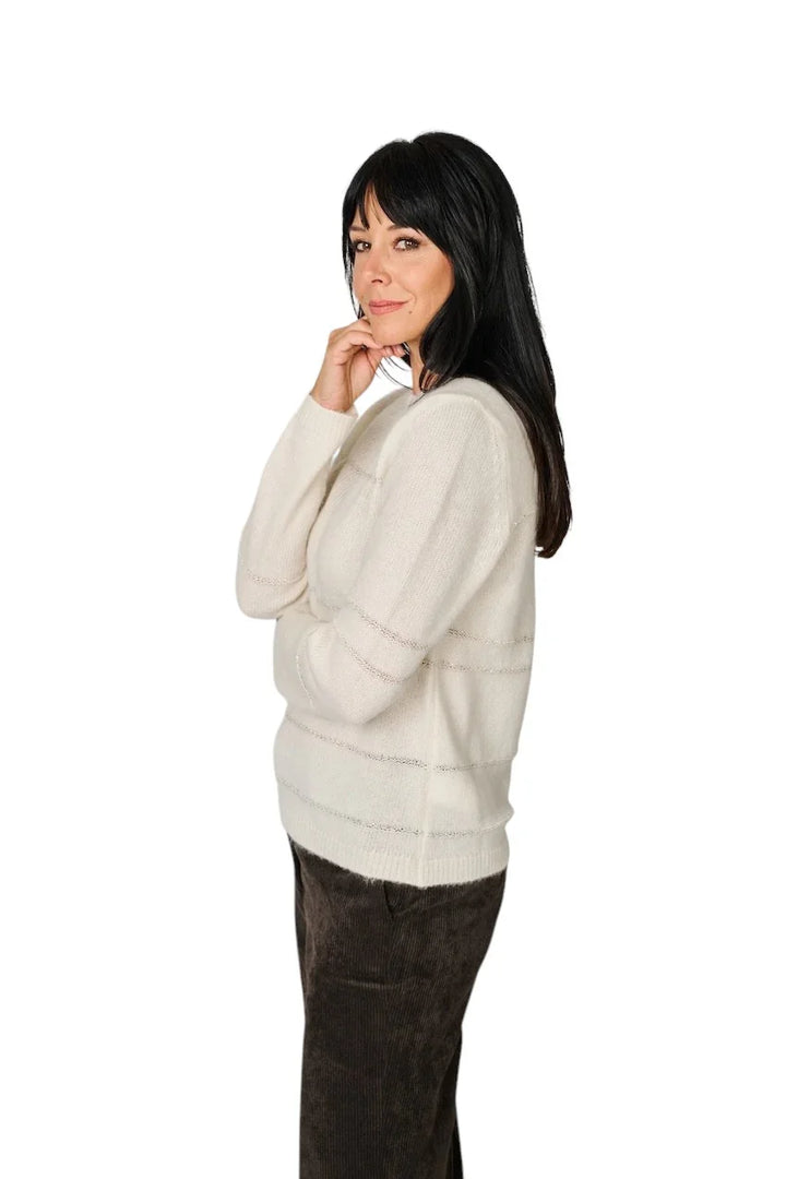 Fabiana Filippi pull trui ronde hals dames ecru MAD226F438 M477 25