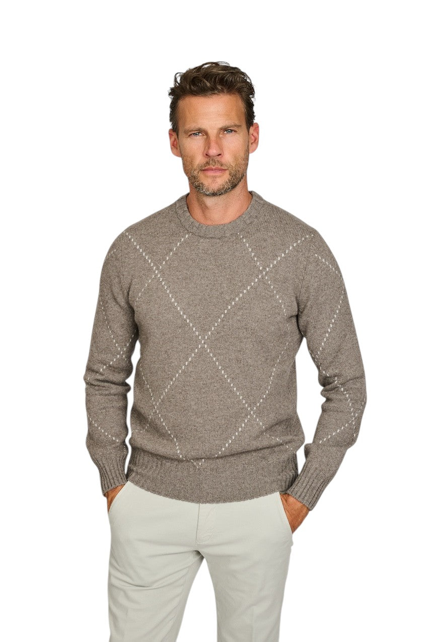 Gran Sasso Men pull trui ronde hals heren bruin 13156 19653 039
