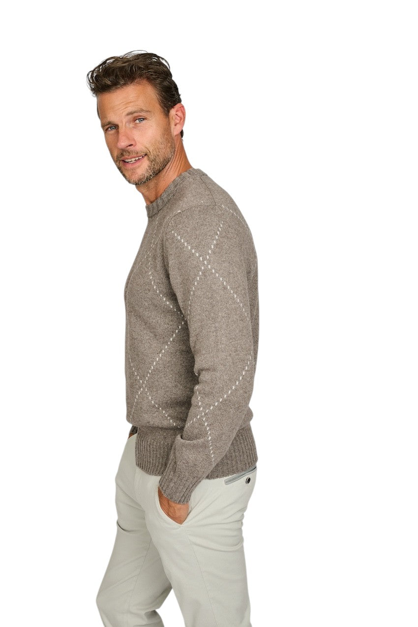 Gran Sasso Men pull trui ronde hals heren bruin 13156 19653 039