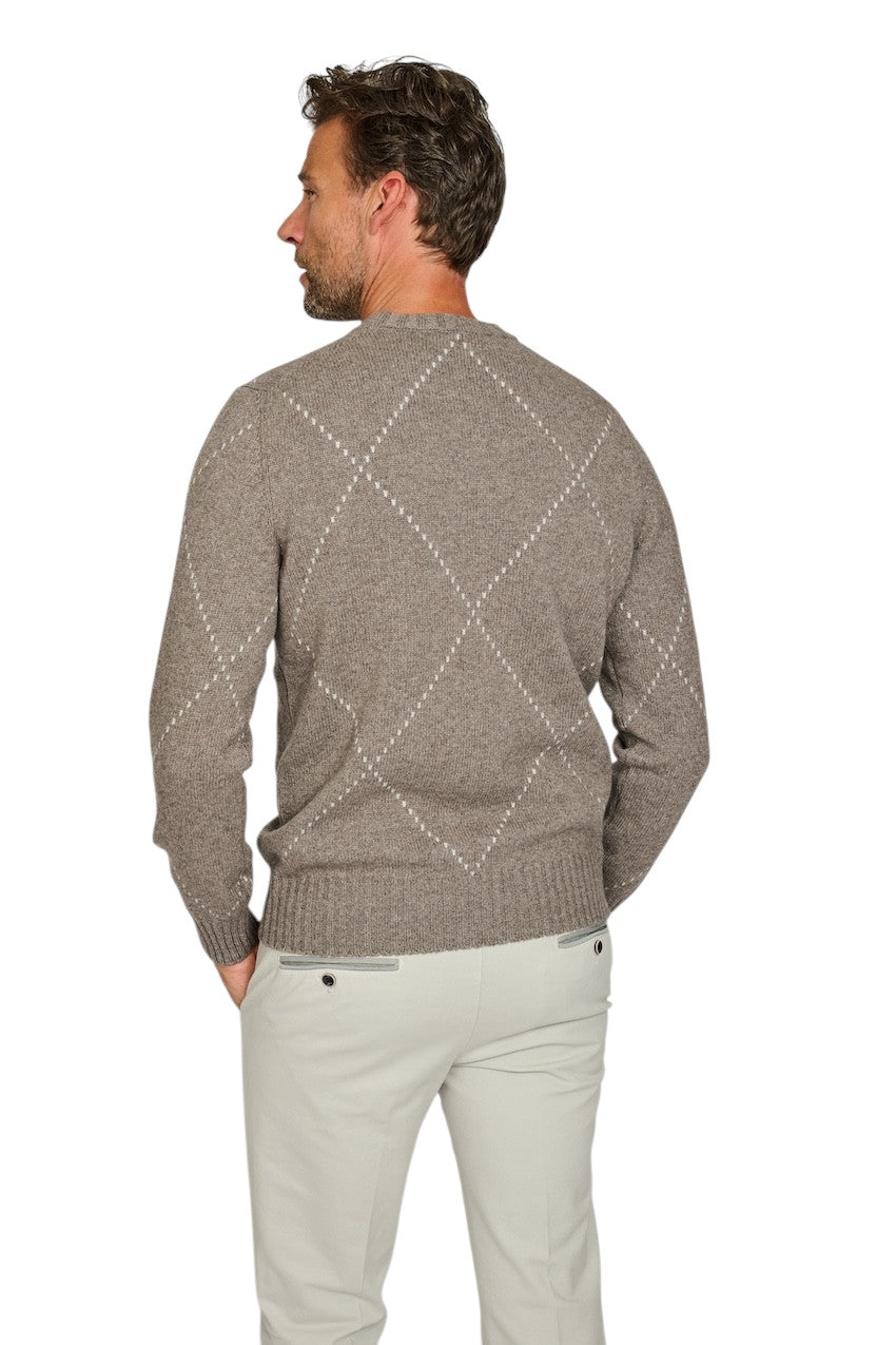 Gran Sasso Men pull trui ronde hals heren bruin 13156 19653 039