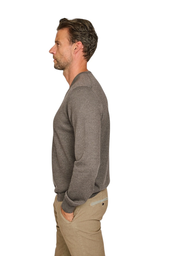 Gran Sasso Men pull trui v-hals heren bruin 57182 14230 046