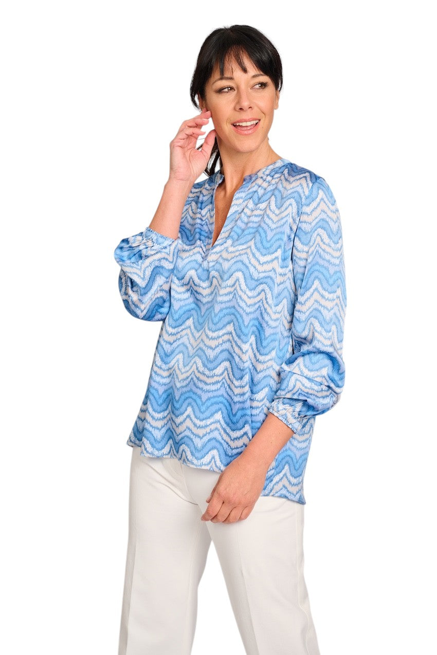 Hemisphere blouse lange mouwen dames blauw Fomos 251 FOMOS-6 25MD