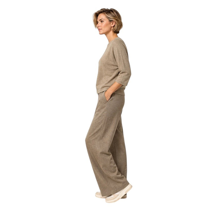 Hemisphere pull femme taupe — vue de côté