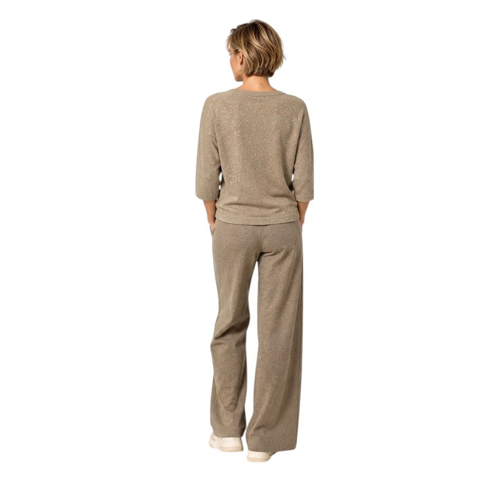 Hemisphere pull femme taupe — vue de dos sur mannequin