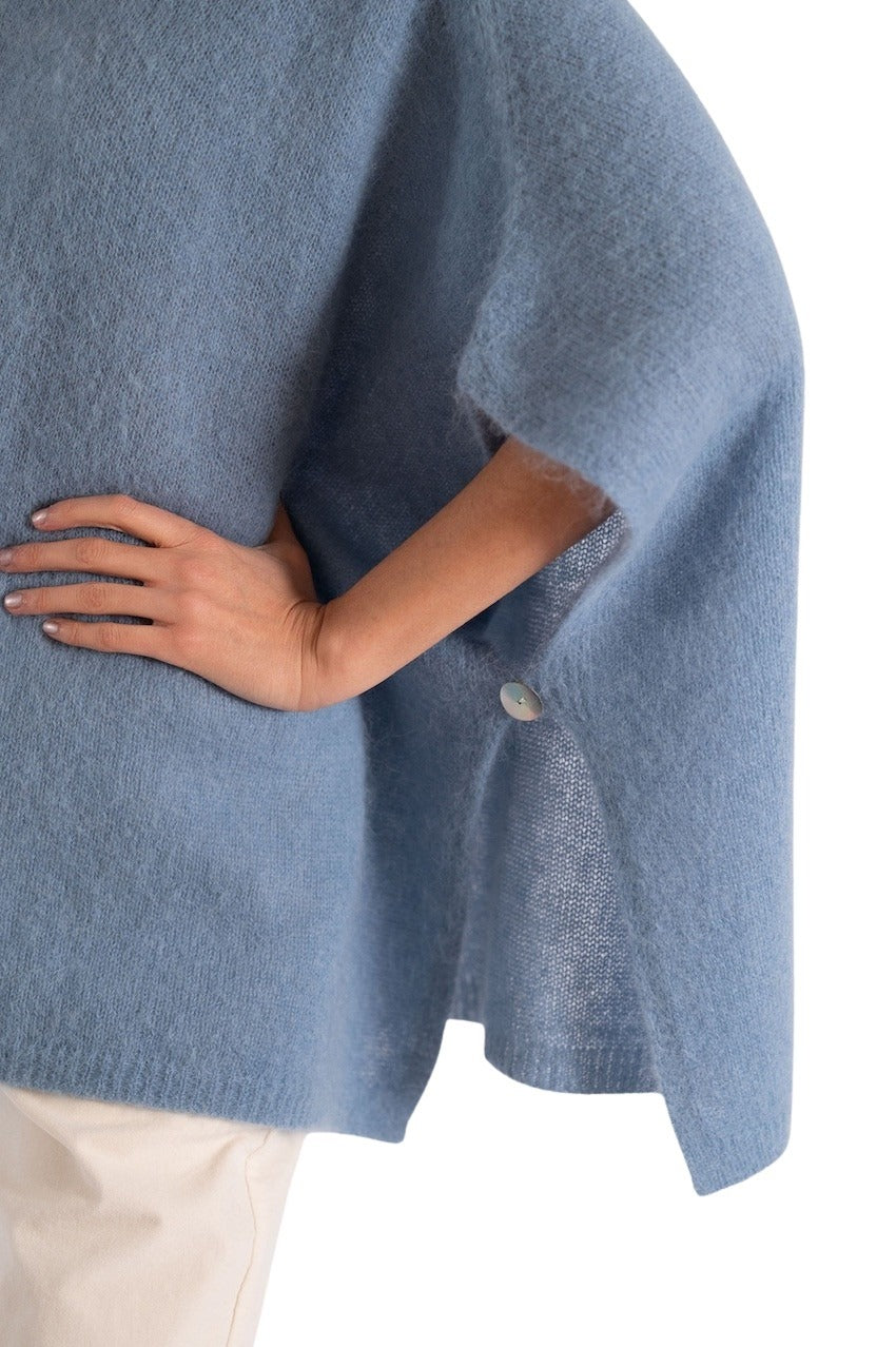 Jeff poncho dames blauw