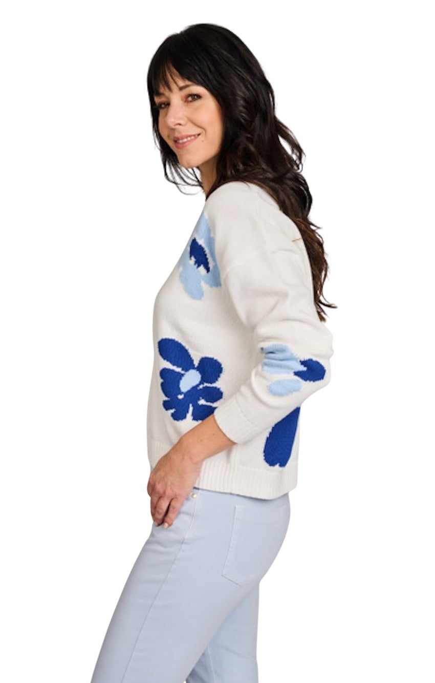 Jeff pull trui v-hals dames wit Blossom 1057