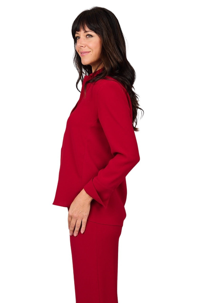 Natan Collection blouse lange mouwen dames donker rood BLANKO-N6NJ03-205