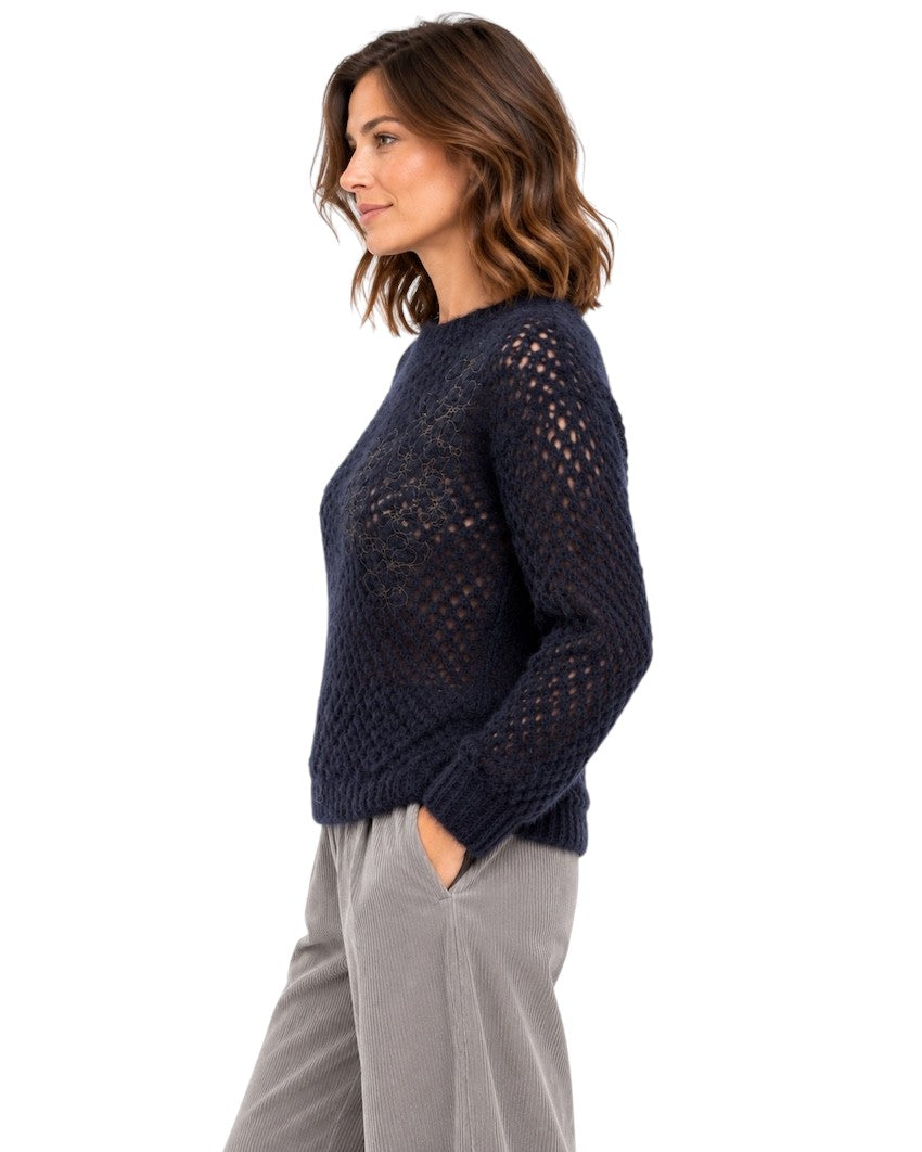 Panicale Cashmere pull trui dames blauw D390781G 0590