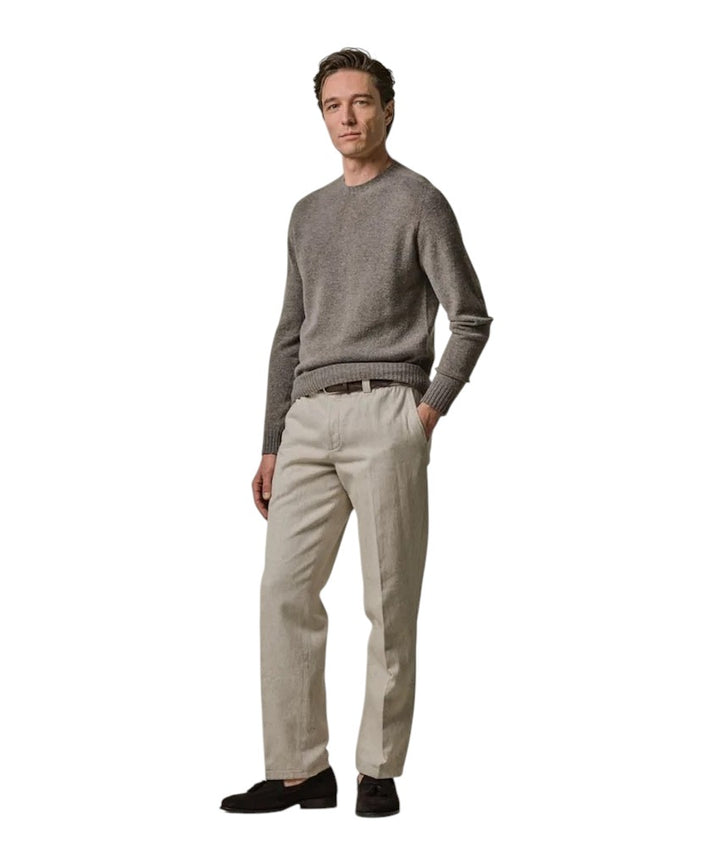 Profuomo pull trui ronde hals heren licht bruin PPWJ30044A H1