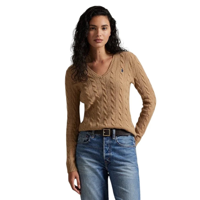 polo-ralph-lauren-donna-maglione-scollo a V-donna-cammello-cashmere-211971866002