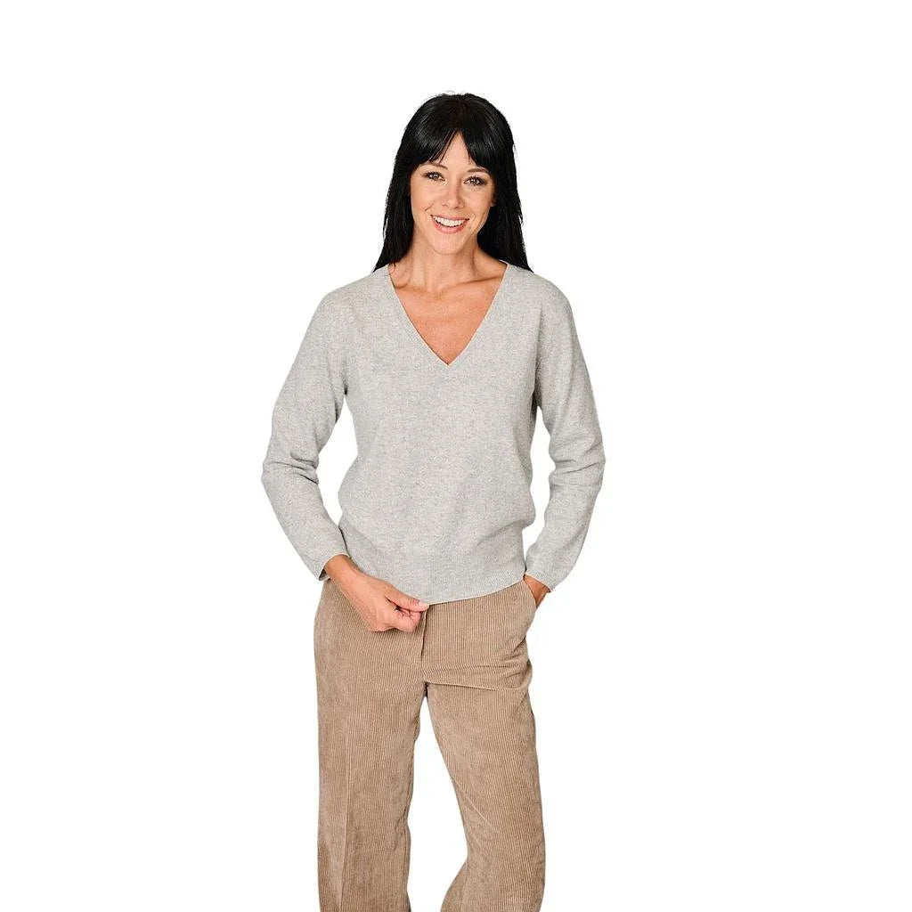 anneclaire-maglione-a-maniche-lunghe-scollo a V-da-donna-grigio-d1839-857-621